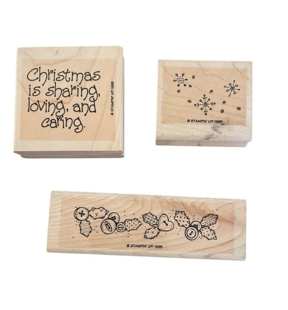 Stampin’ Up Set of 3 SET 90's LOT Stamps Wood Mounted Holidays WINTER Christmas